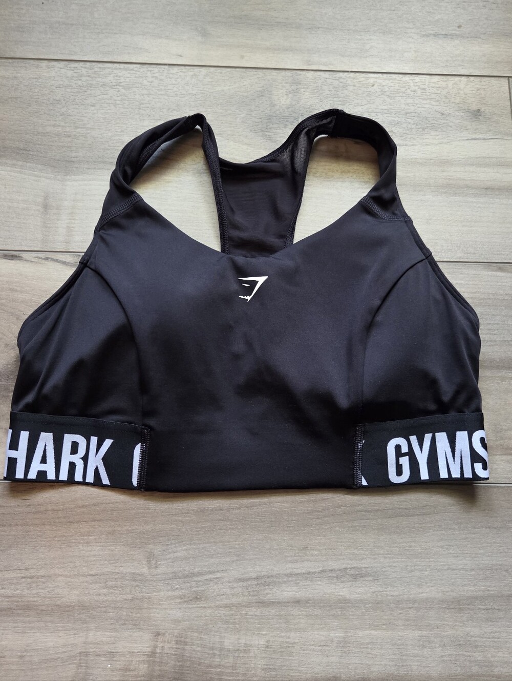 Gymshark Black Racerback Branded Sports Bra